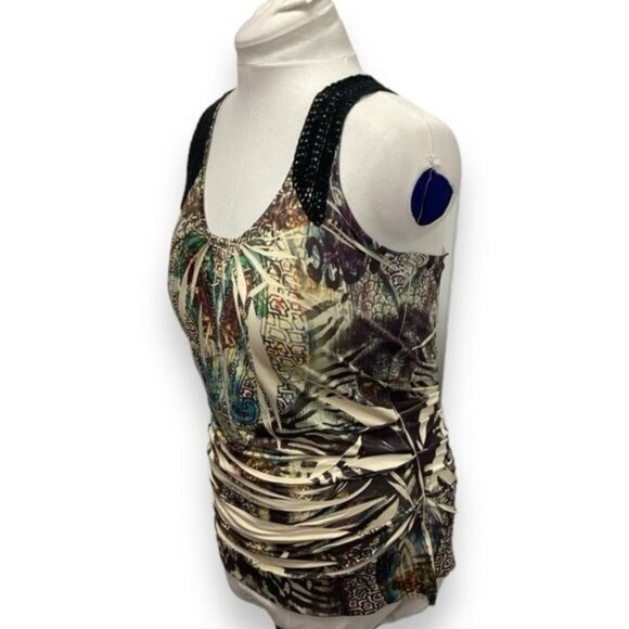 One World Women’s Crochet Lace Racerback Tank Top, Multi, size M - Picture 3 of 8